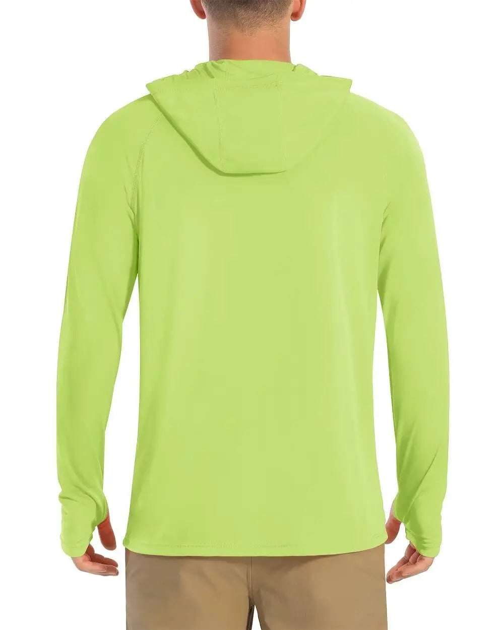 Men's UPF 50+ hooded T-shirt by The Clothing Company Sydney, long sleeve quick-dry sun protection hoodie for outdoor sports.
