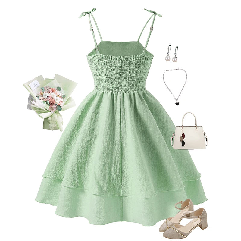Pink tiered sling princess dress for kids by The Clothing Company Sydney, perfect for tween girls' birthday parties and special occasions.
