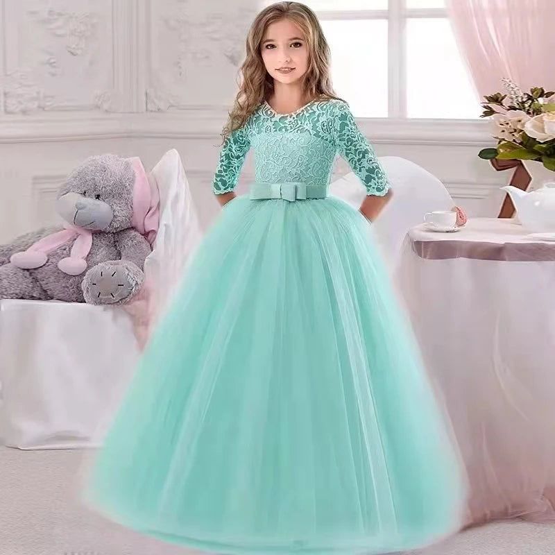 Baby girl princess party gown by The Clothing Company Sydney, white wedding and birthday dress with a ball gown style for kids.