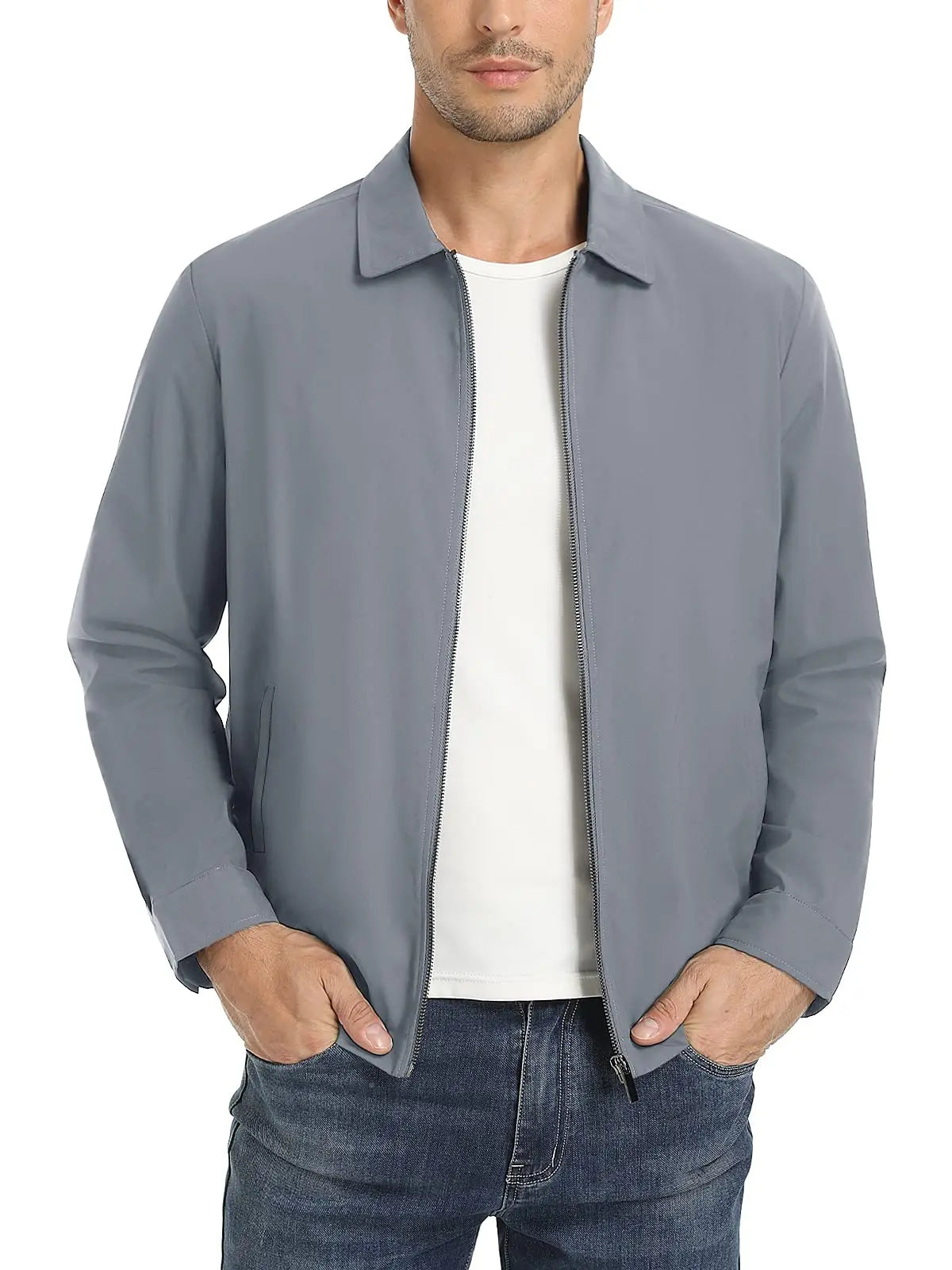 Lightweight Work Jackets Mens Fashion Tunic Style Zipper Pockets Bomber Jackets Full Zip Spring Fall Outerwear The Clothing Company Sydney