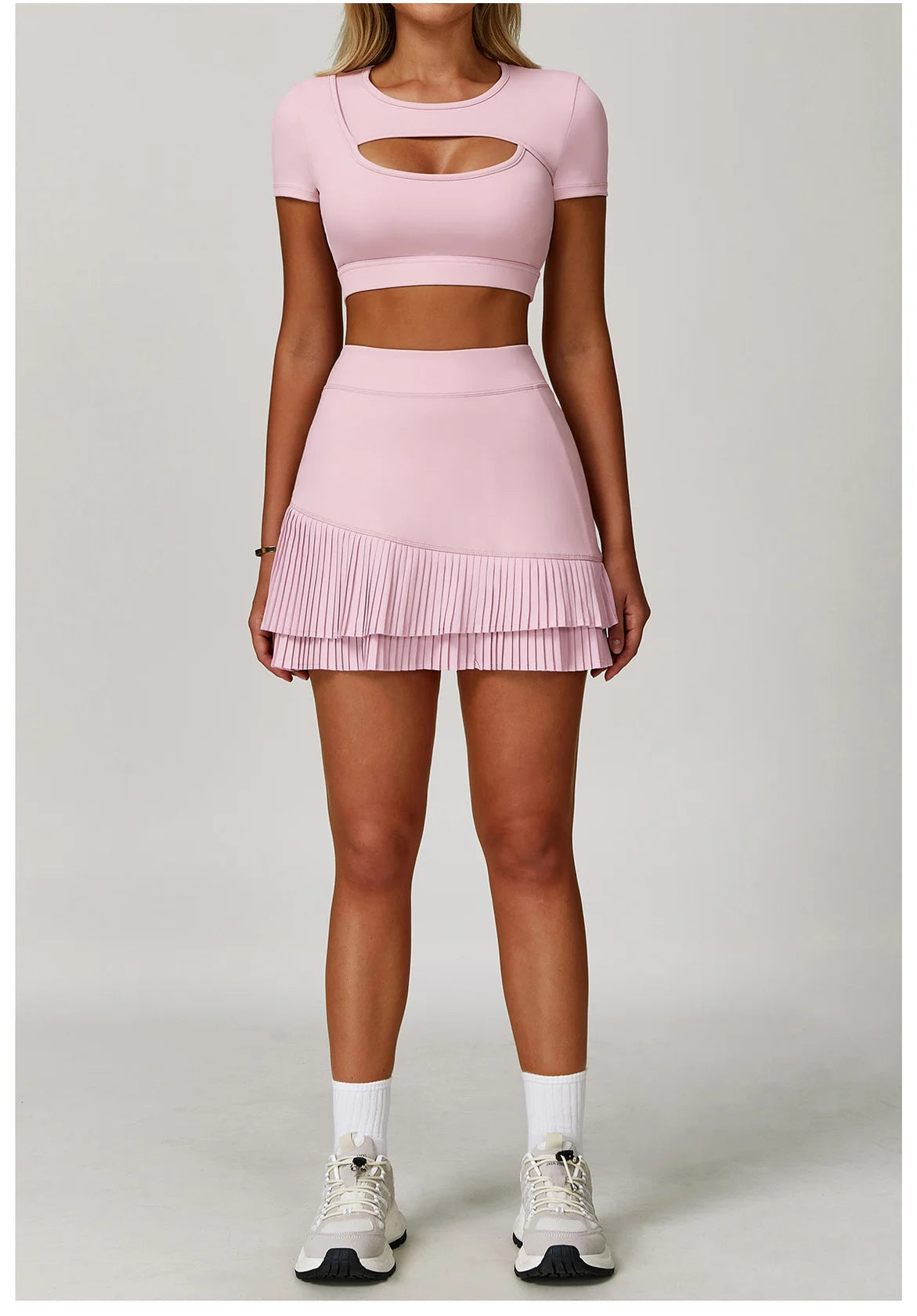 Two-piece women's fitness sportswear set including a sports bra and leggings from The Clothing Company Sydney, ideal for yoga and gym workouts.