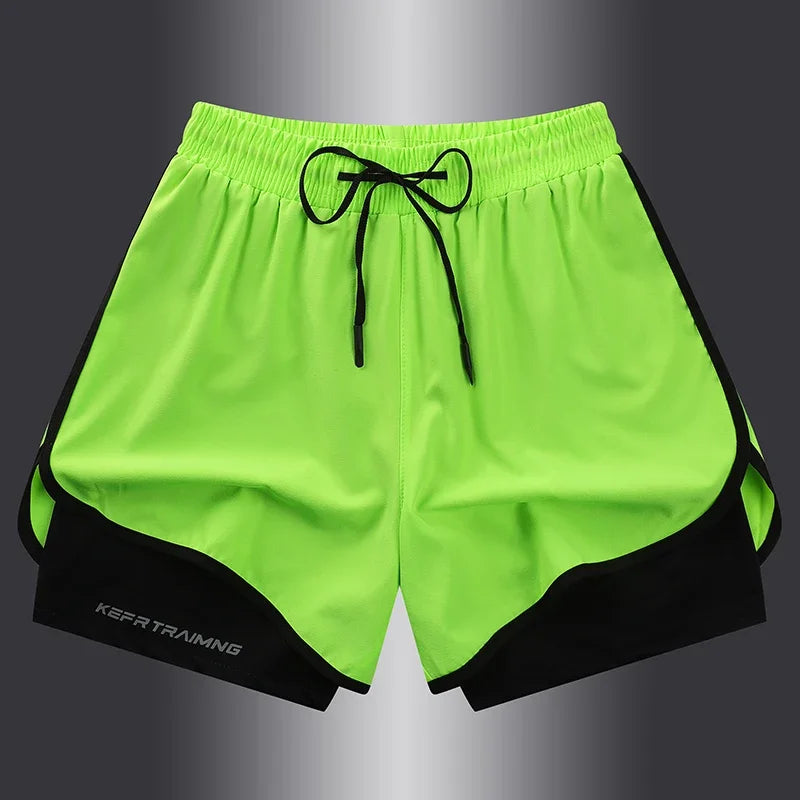 Two-layered gym running shorts by The Clothing Company Sydney, featuring a lightweight, breathable fitness design.
