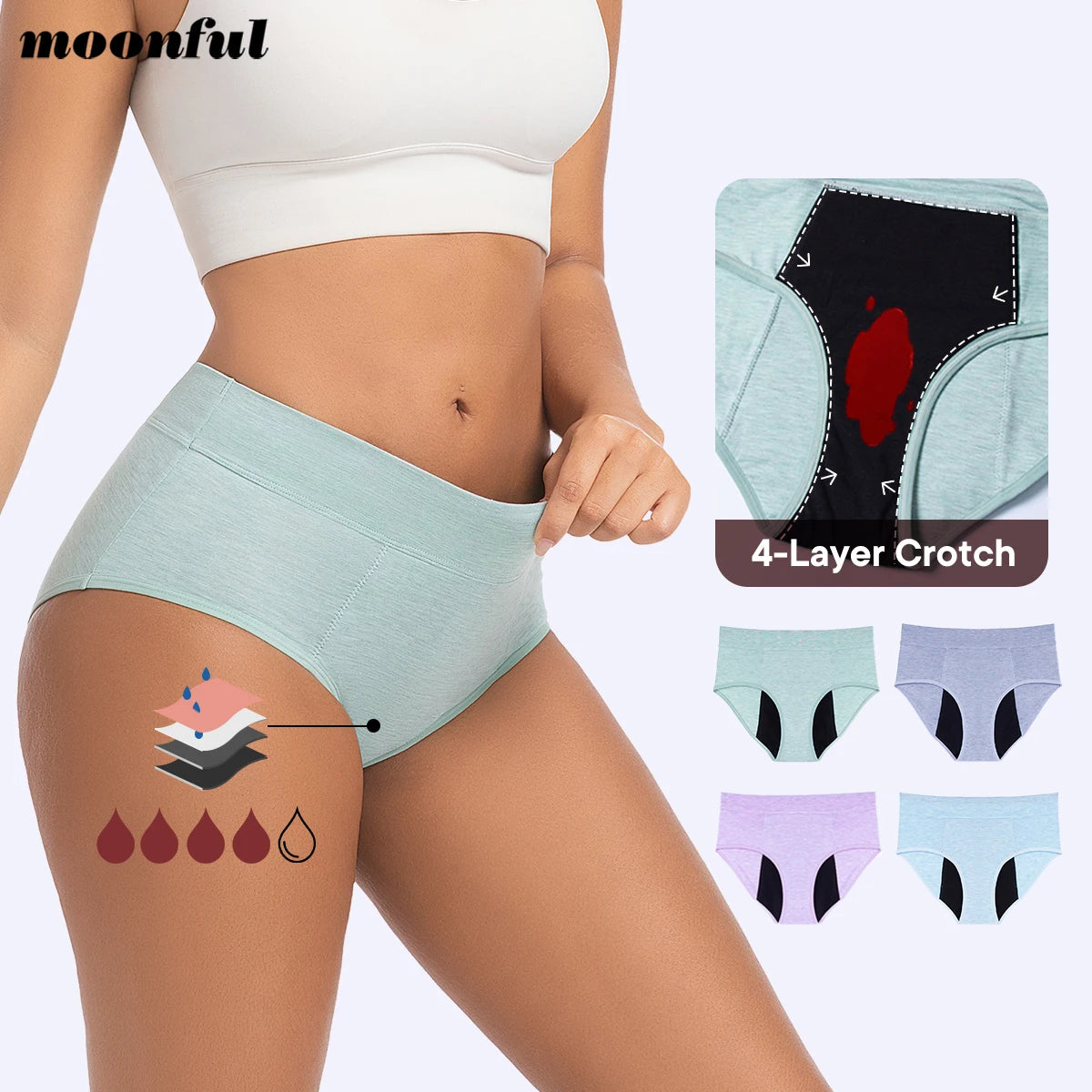 Women's Absorbent Menstrual Panties High Waist Bamboo Fiber Leakproof Menstruation Period Underwear The Clothing Company Sydney