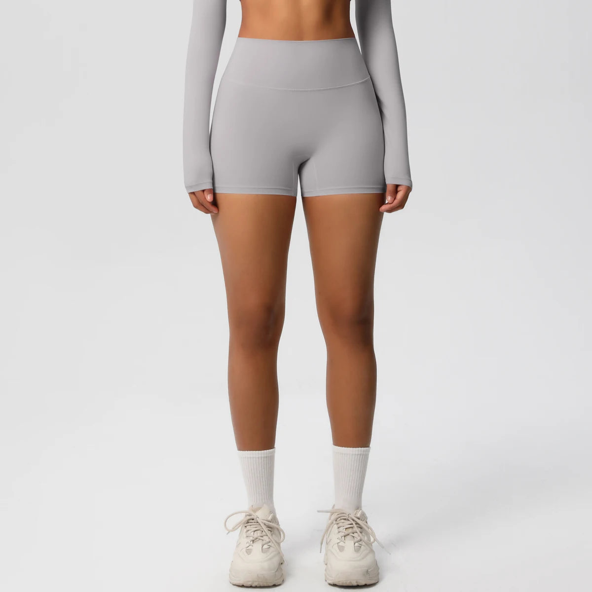 Women’s high waist fitness yoga shorts with push-up design, from The Clothing Company Sydney, featuring a comfortable stretch fabric and sporty fit.