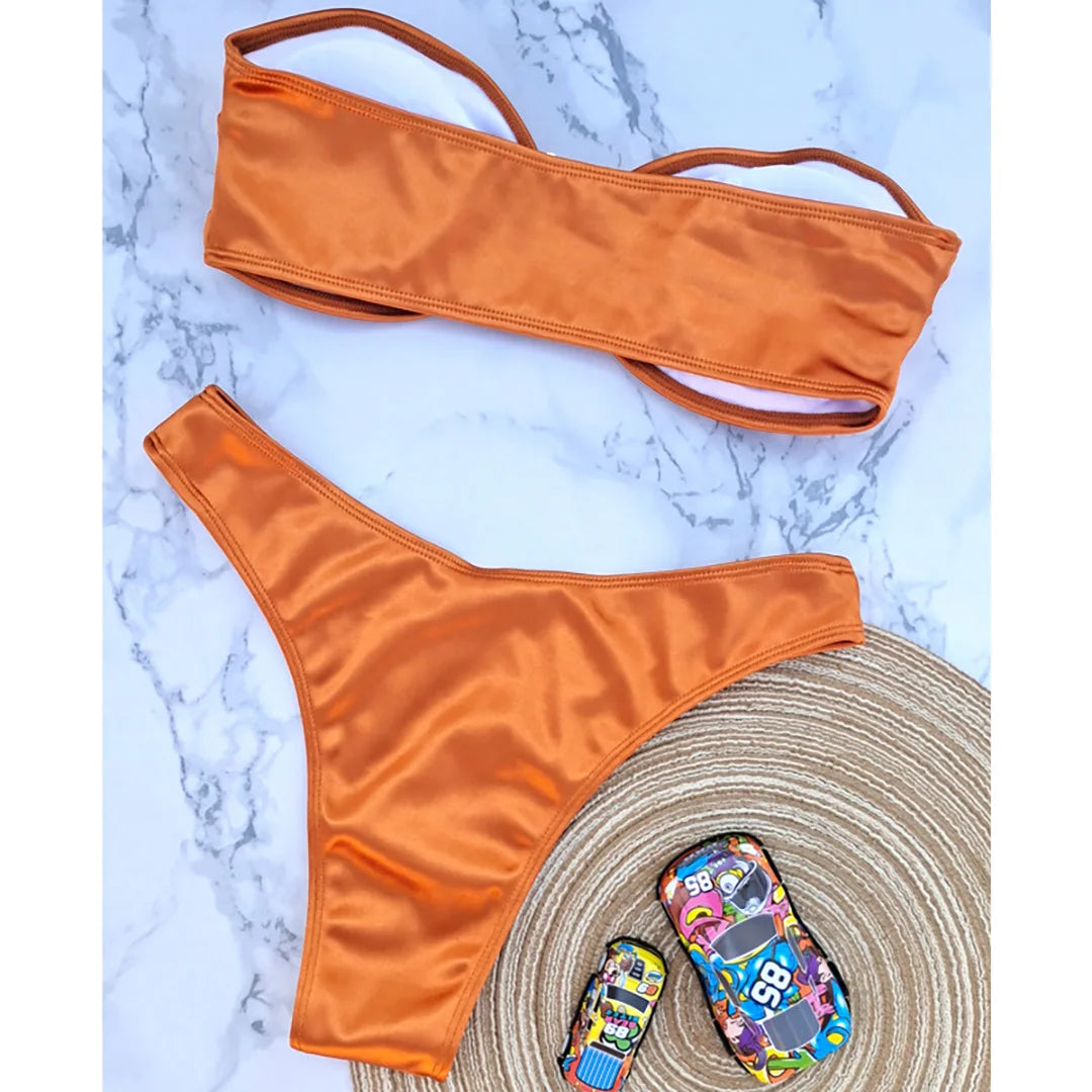 2 Piece Bandeau Strapless Bikini Swimsuit Swimwear Two-piece Bikini set Padded Bather Bathing Suit The Clothing Company Sydney