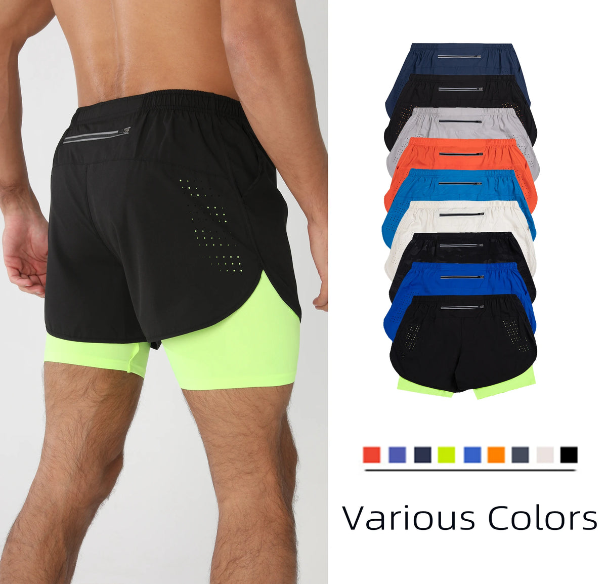 Men's lightweight gym running shorts with liner pockets and towel loop, breathable quick-dry athletic sport shorts by The Clothing Company Sydney.