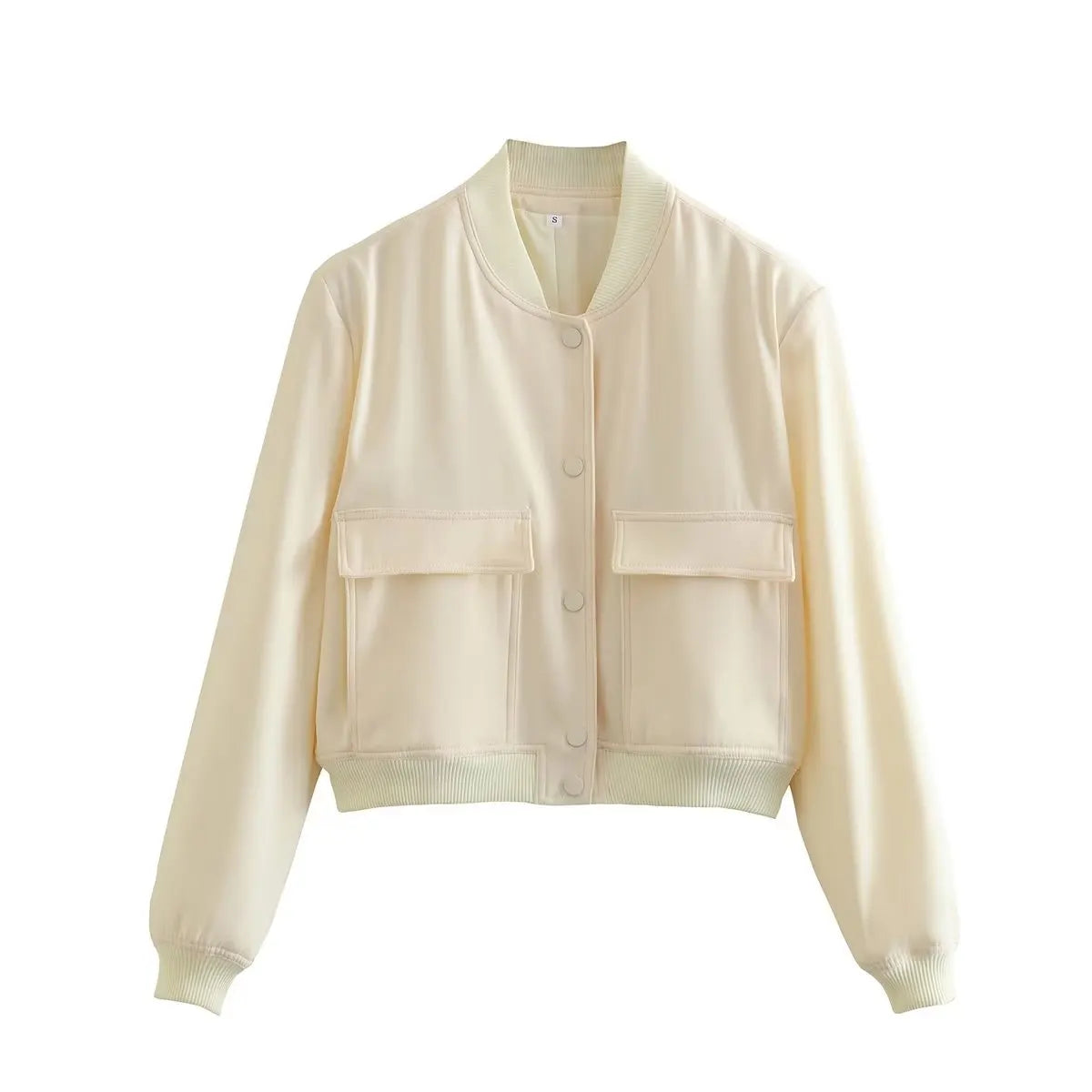 Women's bomber jacket by The Clothing Company Sydney, featuring a stylish fit and modern design, shown in a flattering profile view.