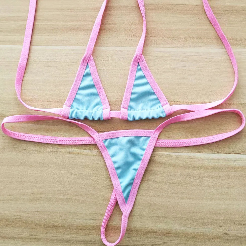 2 Piece Halter Neck Bikini Lingerie Set Mini Bikini Open Micro Bra Top Briefs Panties Swimwear Swimsuit The Clothing Company Sydney