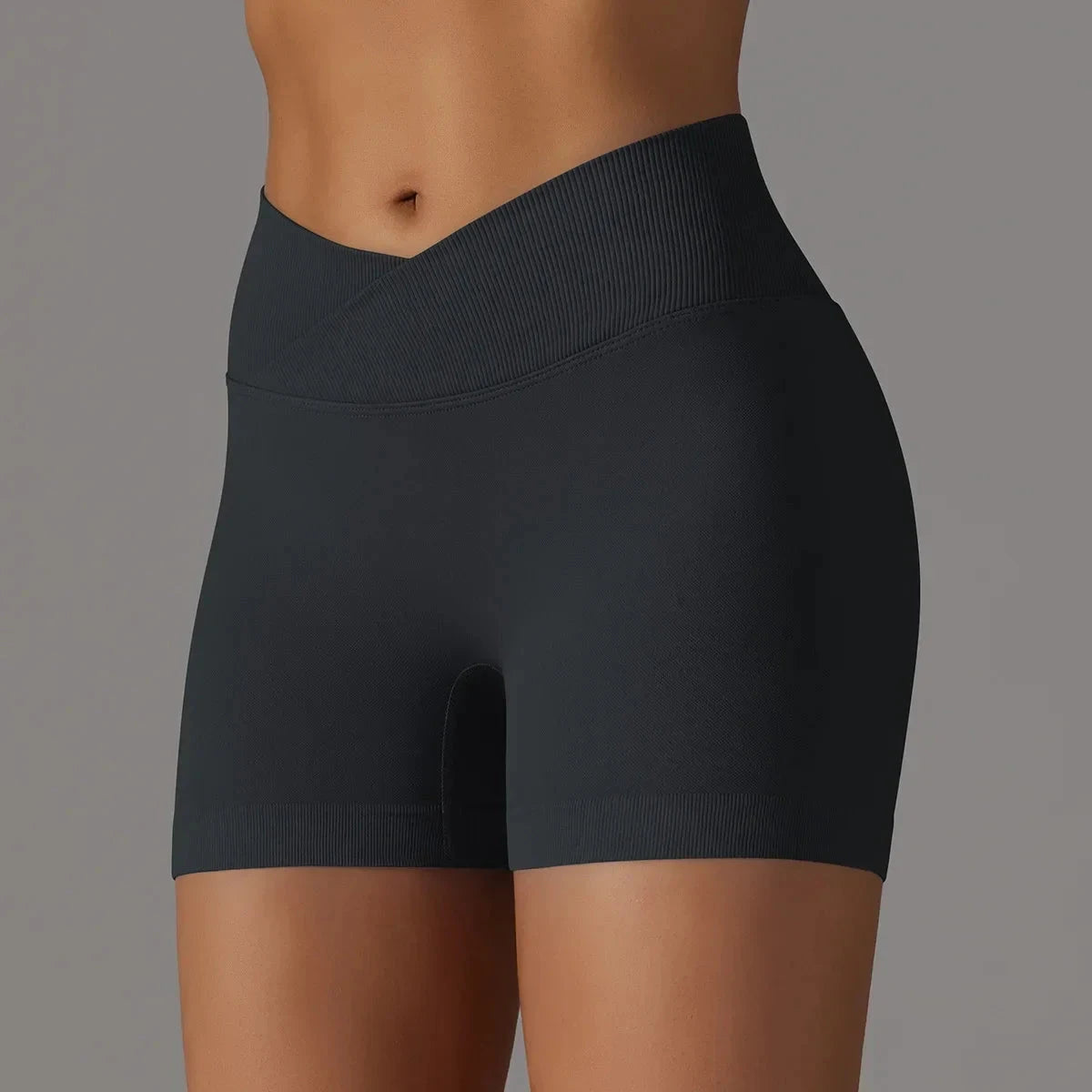 Women’s high waist fitness yoga leggings from The Clothing Company Sydney, seamless sports bike shorts with scrunch butt design.
