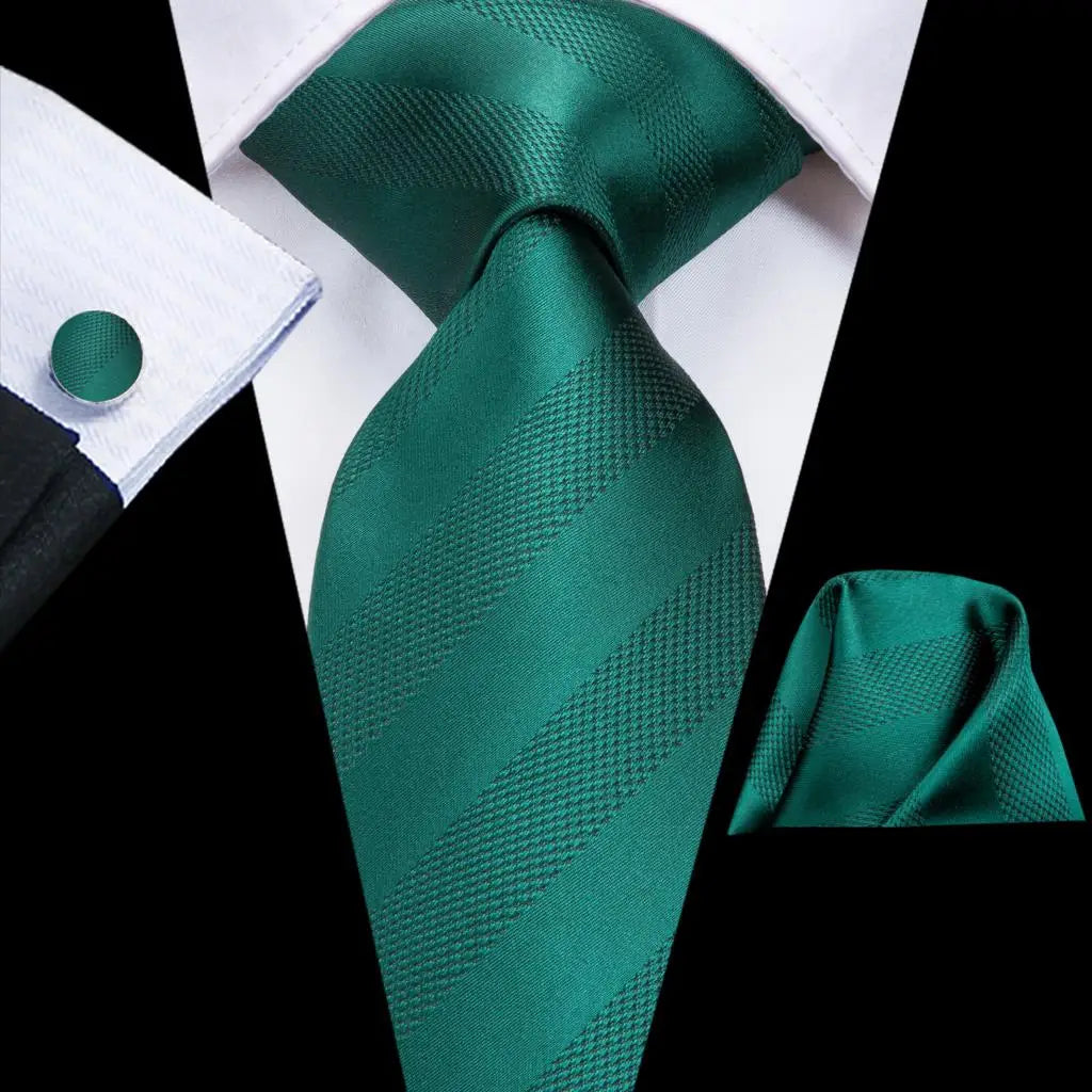 Green paisley silk tie set for men including necktie, pocket square, and cufflinks from The Clothing Company Sydney.