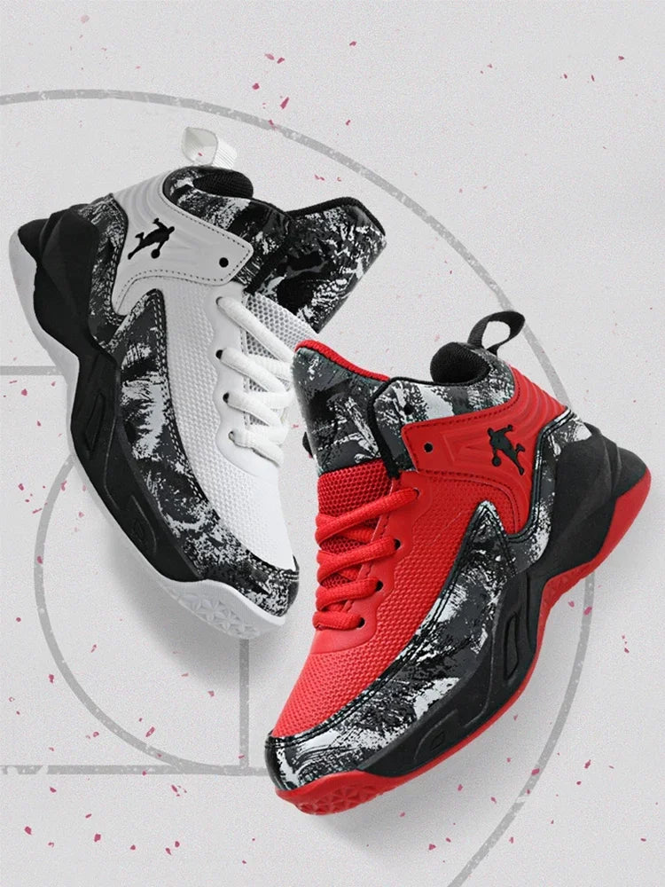 Kids basketball shoes by The Clothing Company Sydney, non-slip sports sneakers with colorful design and supportive soles.
