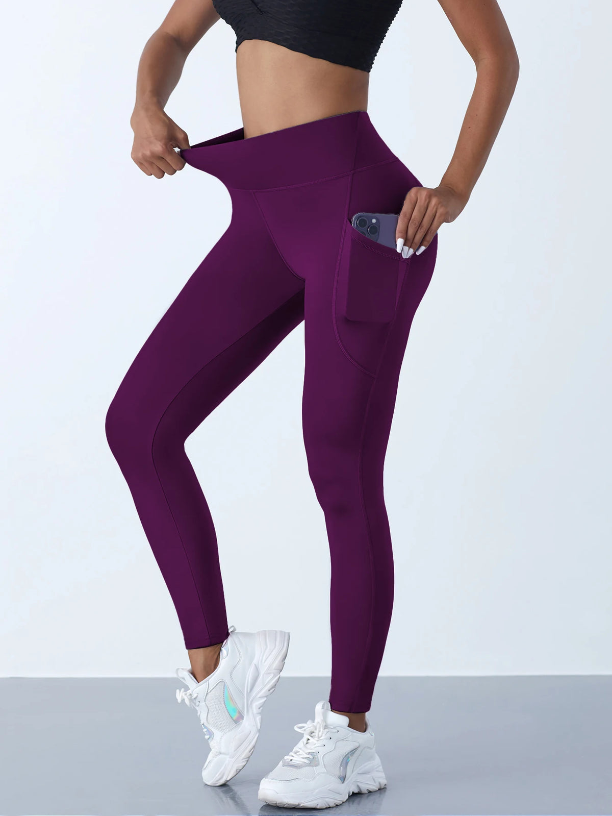 High Waist Women's Leggings Stretch Yoga Pants Tights With Pockets Push Up Fitness Running Sportswear