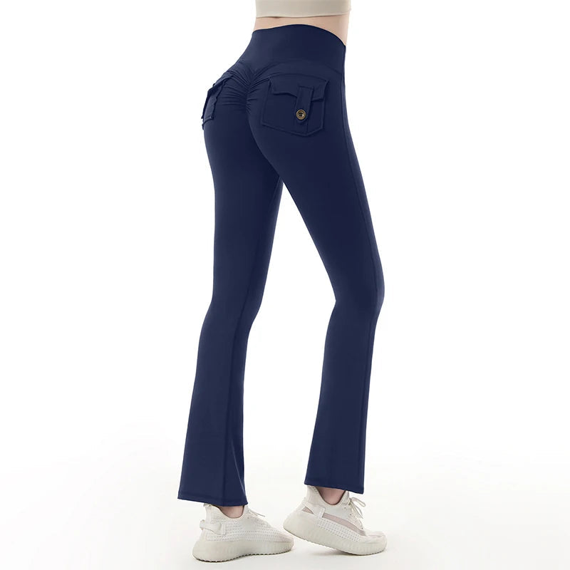 Flared Gym Push Up Impact Leggings Hip Lifting Running Workout Pocket Quick-Dry Yoga Pants The Clothing Company Sydney