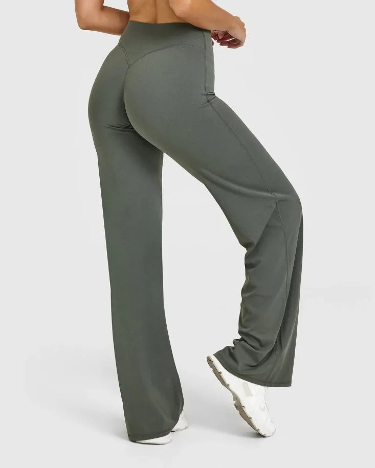 Straight Leg Bottoms Women's Mid-Waist Yoga Pants GYM Leggings Pilates Running Sports Trousers The Clothing Company Sydney