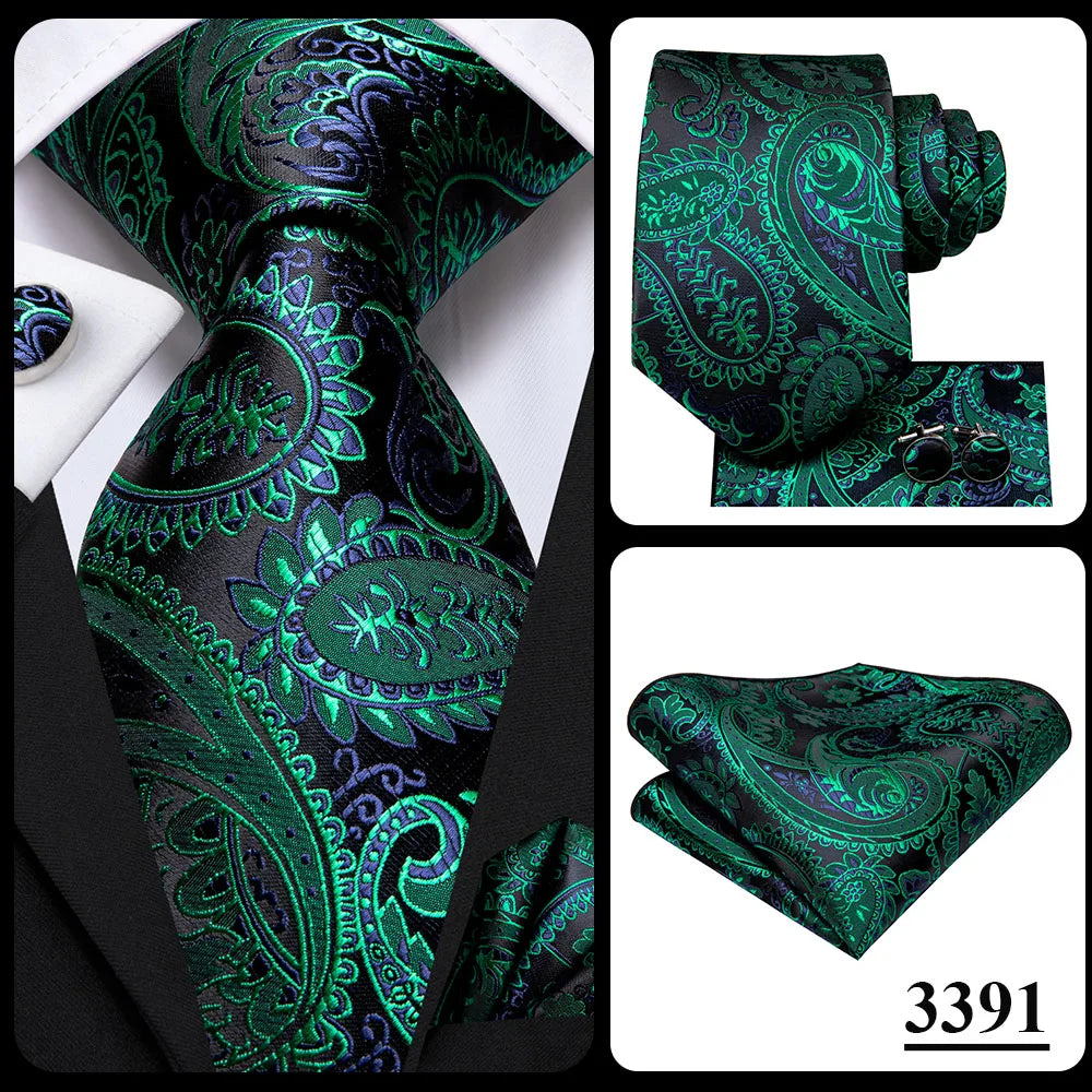 Blue paisley silk tie set with matching cufflinks and hanky, men's accessories by The Clothing Company Sydney