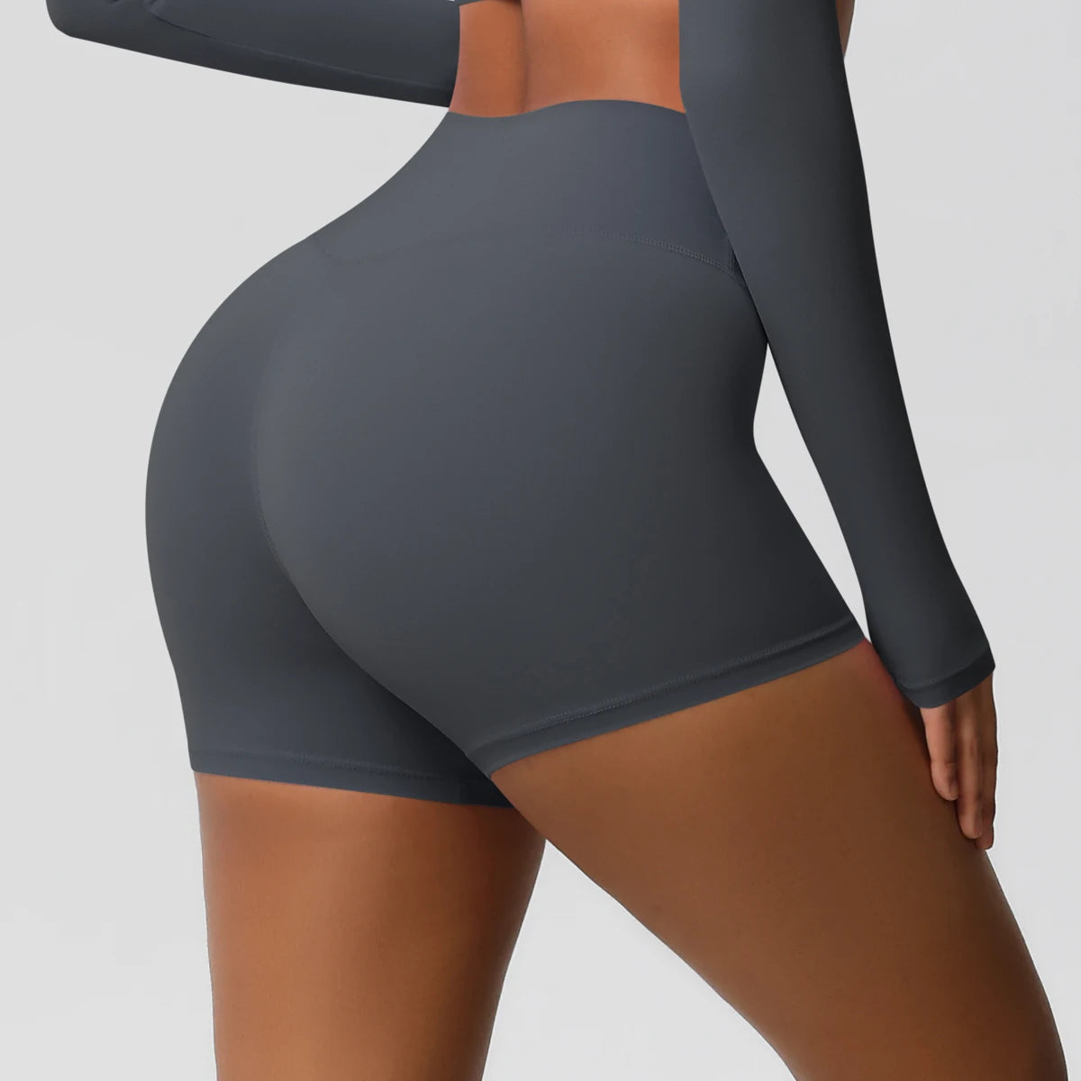 Women’s high waist yoga shorts from The Clothing Company Sydney, featuring a push-up design and fitness-friendly fit.