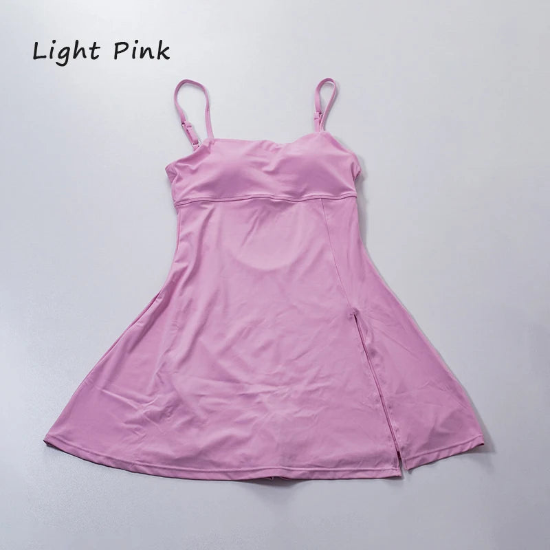 Women's Sports Tennis Dress Removable chest cushion Breathable Outdoor Yoga Tennis Skirt Dress - The Clothing Company Sydney