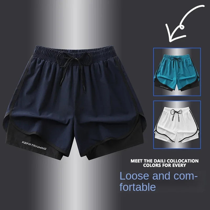 Two-layered gym running shorts from The Clothing Company Sydney, fitness apparel with breathable fabric and sporty design.
