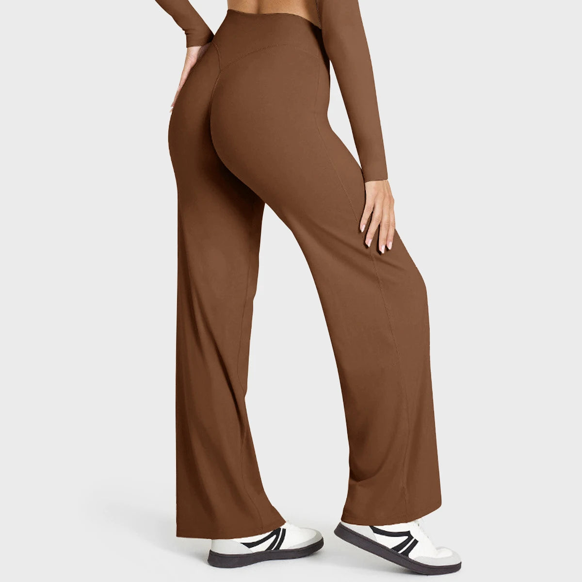 Women's Mid Waist Sport Trousers Wide-Leg Pants Ultra Soft Yoga Pilates Running Gym Pants