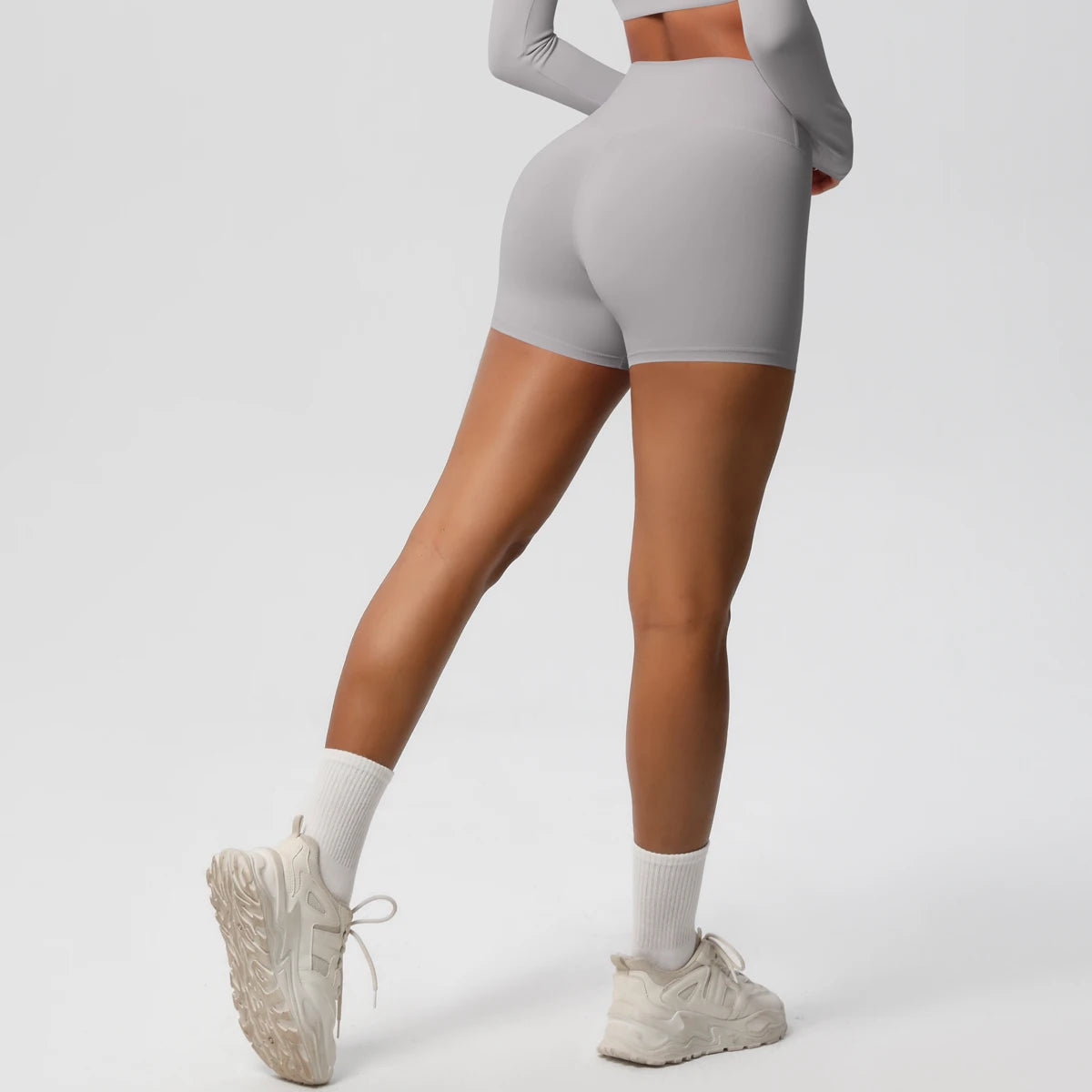 Women’s high waist yoga shorts by The Clothing Company Sydney, push-up fitness leggings, suitable for yoga and bike workouts.