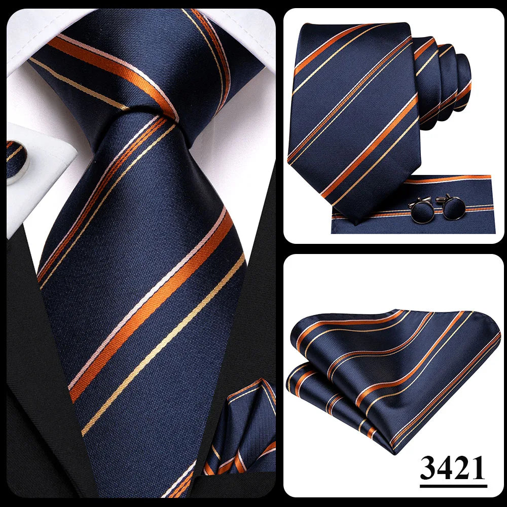 Blue paisley silk tie set for men including necktie, cufflinks, and hanky from The Clothing Company Sydney, stylish accessories.