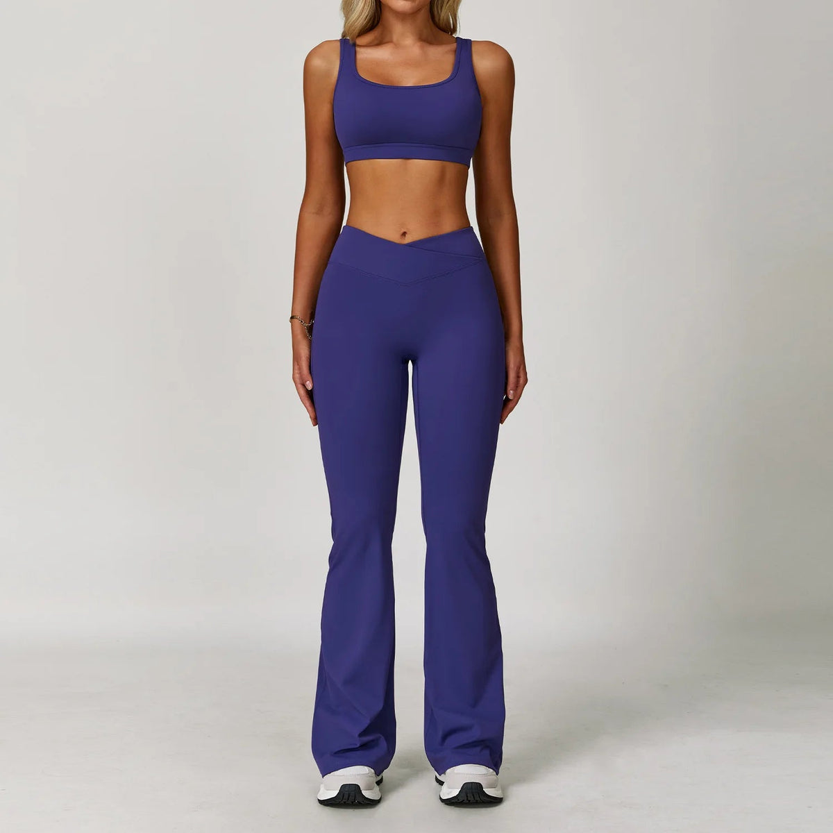 The Clothing Company Sydney women's fitness set with sports bra and high-waist leggings, ideal for yoga, gym, and workout activities.