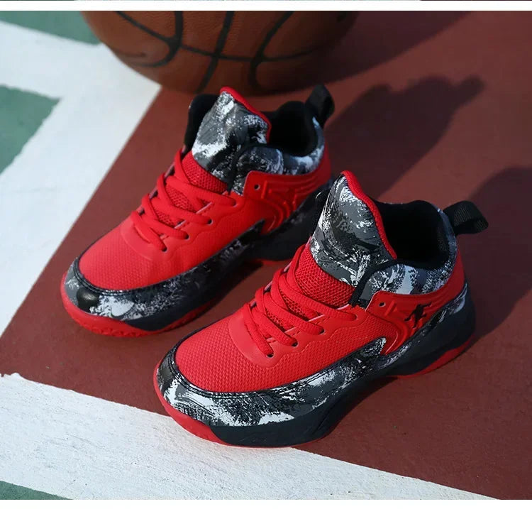 Kids basketball shoes by The Clothing Company Sydney, non-slip sports sneakers with colorful design and supportive sole for active play.