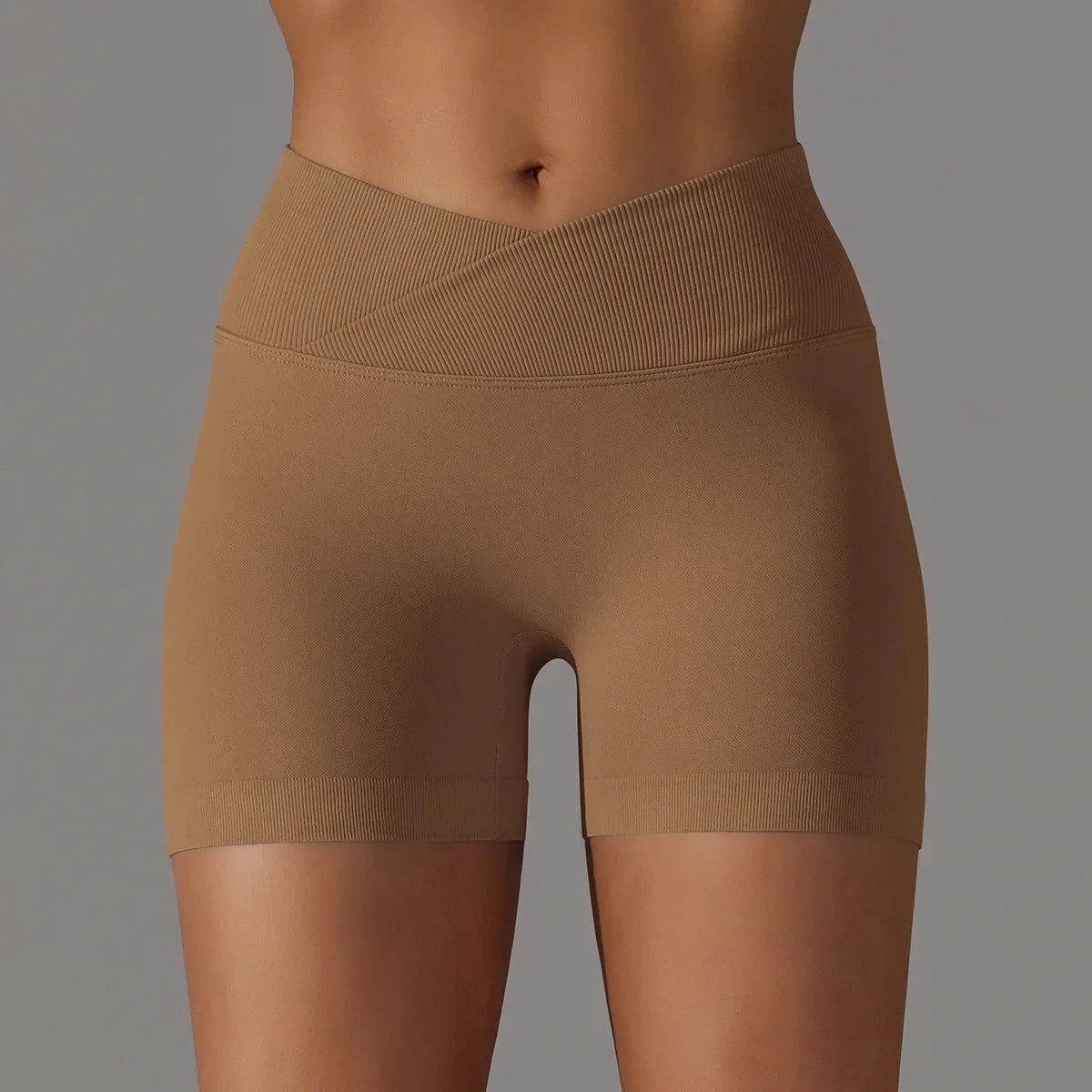 Women’s high waist fitness yoga leggings by The Clothing Company Sydney, seamless gym shorts with scrunch butt and push-up design.