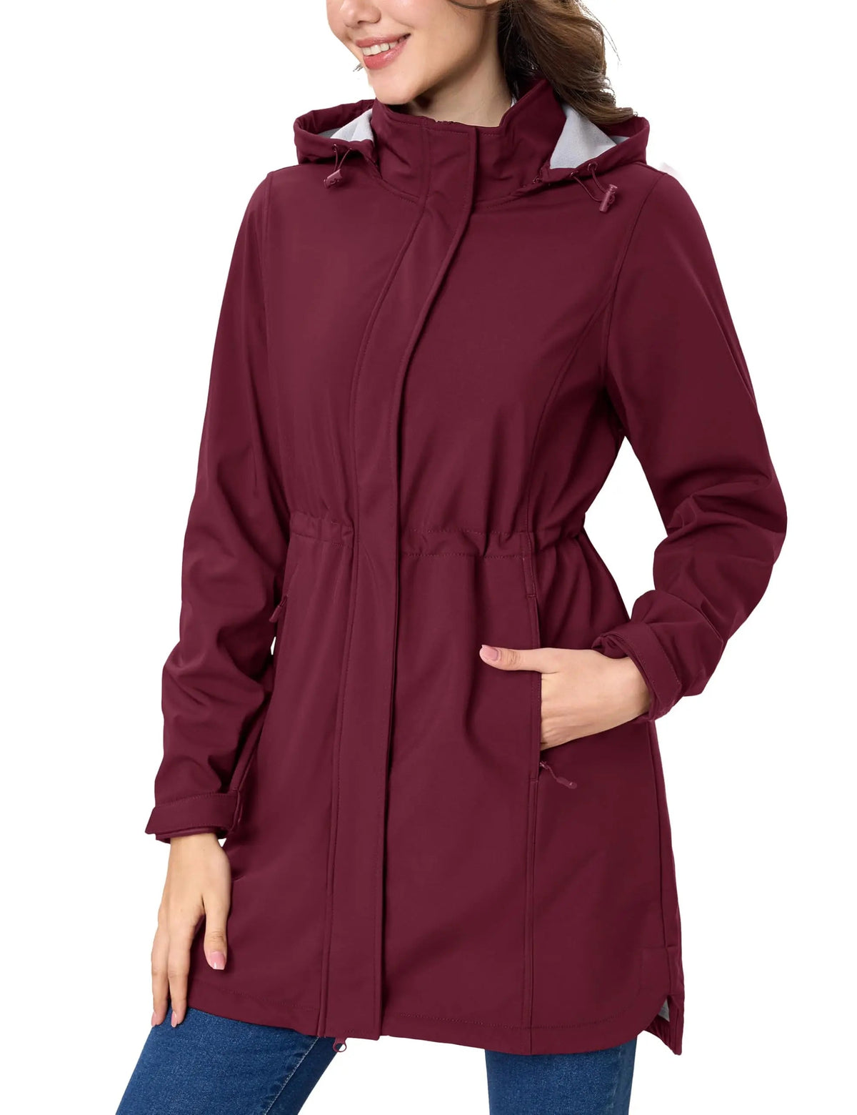 Women’s fleece-lined softshell winter jacket with hood, windproof raincoat by The Clothing Company Sydney, outdoor windbreaker parka