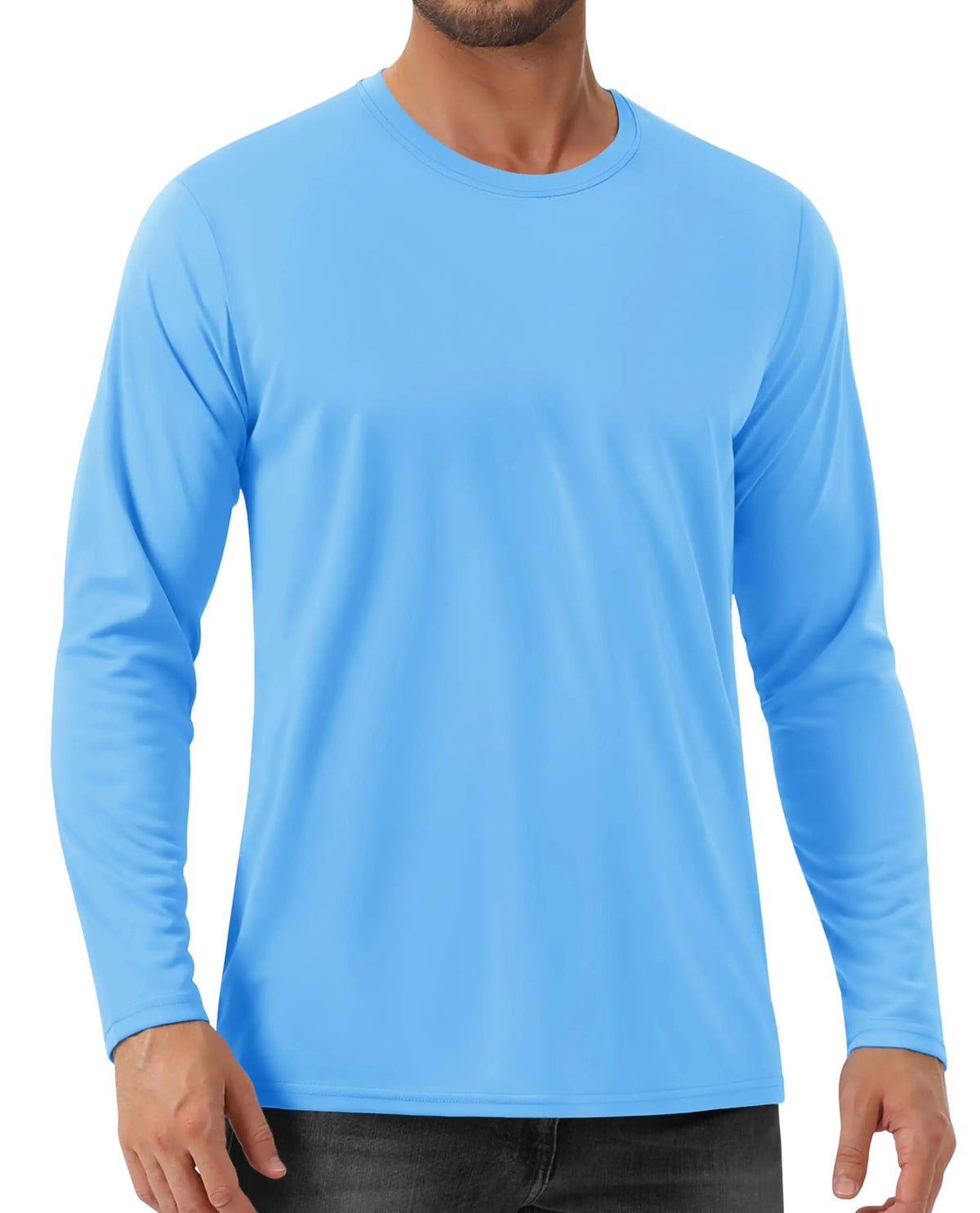 Men's UPF 80+ sun protection quick-dry long sleeve athletic T-shirt by The Clothing Company Sydney for sports and outdoor activities.