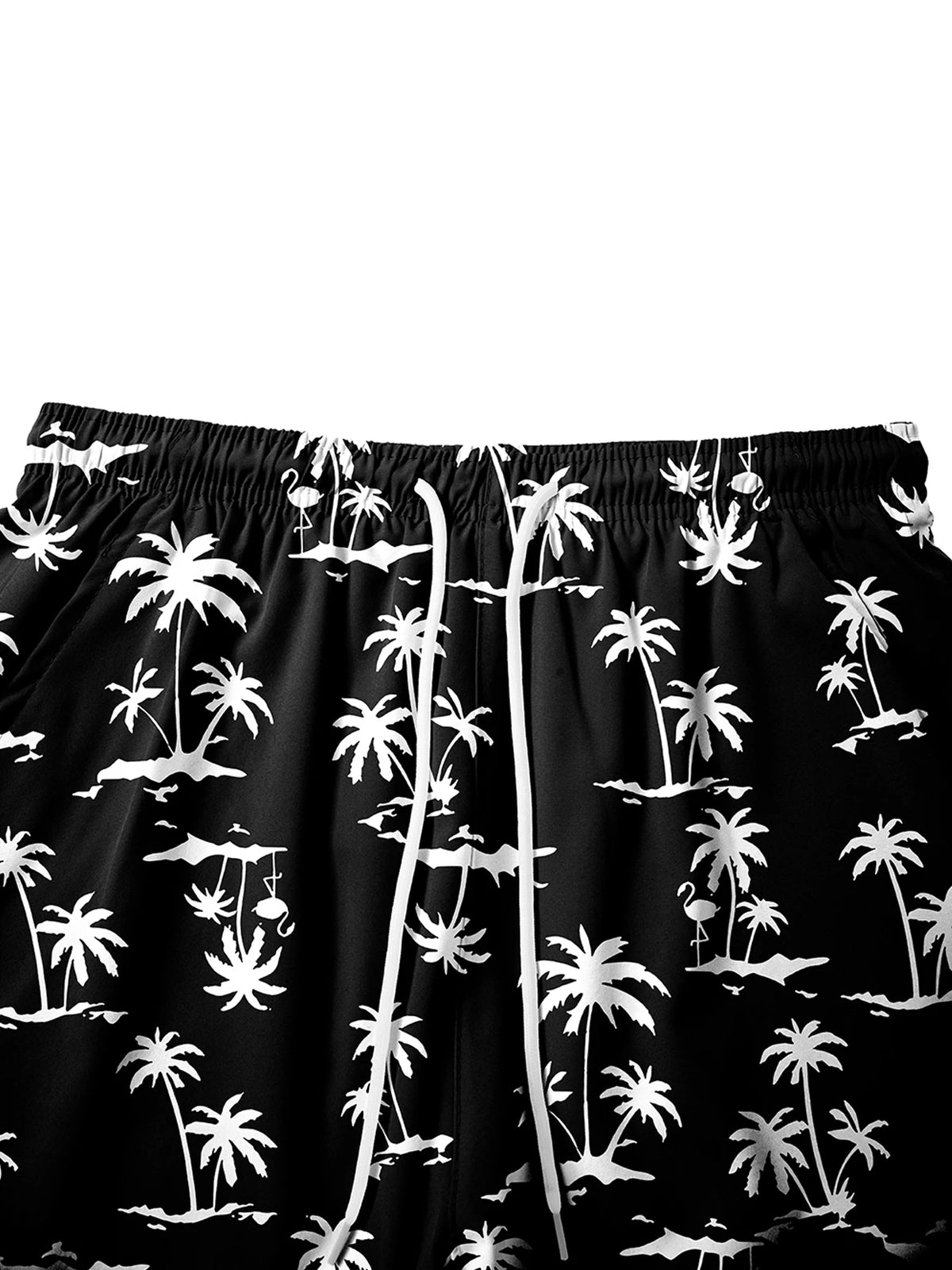 Men's quick-dry double-layer beach print swim trunks with compression liner and phone pockets