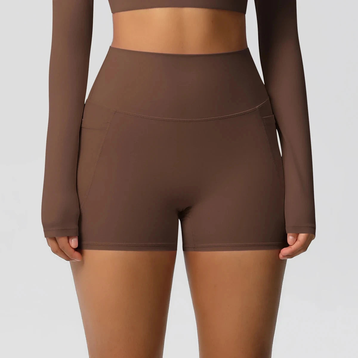 High-waisted bicycle yoga pants with pockets, quick-drying breathable workout shorts for women by The Clothing Company Sydney