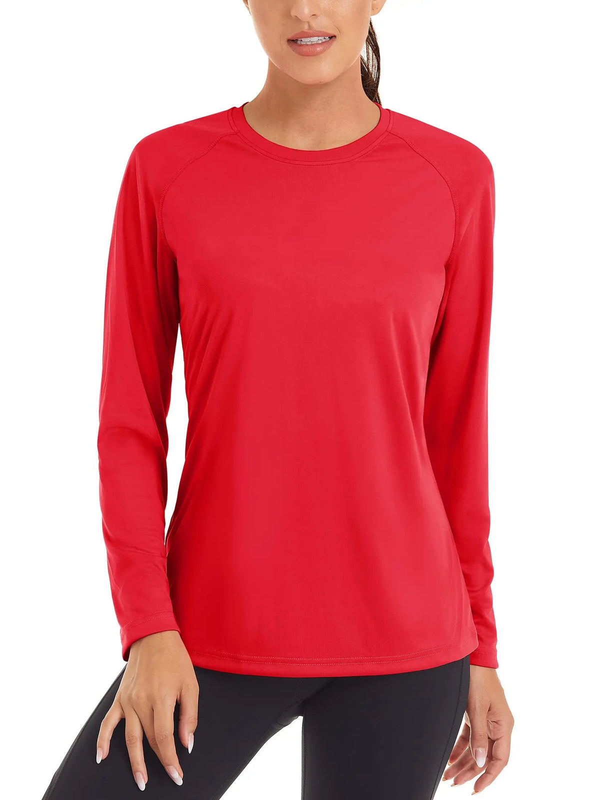 Women's UPF 50+ quick dry sun protection T-shirt by The Clothing Company Sydney, long sleeve fitness swim pullover in lightweight fabric.