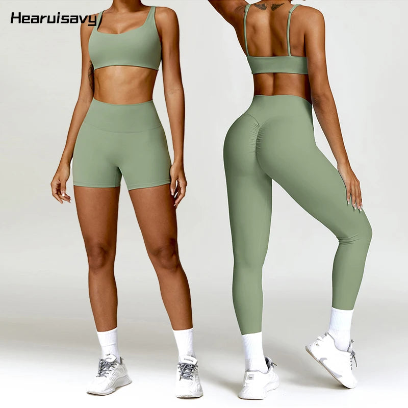 Two-piece women's yoga and sportswear tracksuit with leggings and matching top, ideal for running and fitness workouts by The Clothing Company Sydney.