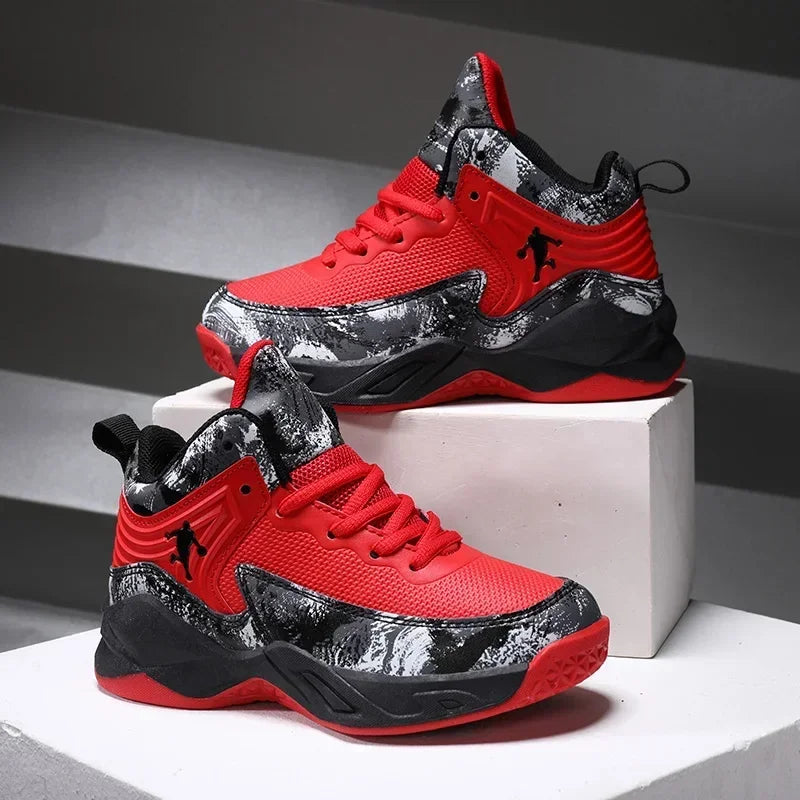 Kids basketball shoes by The Clothing Company Sydney featuring non-slip sports sneakers in bright colors and durable design.