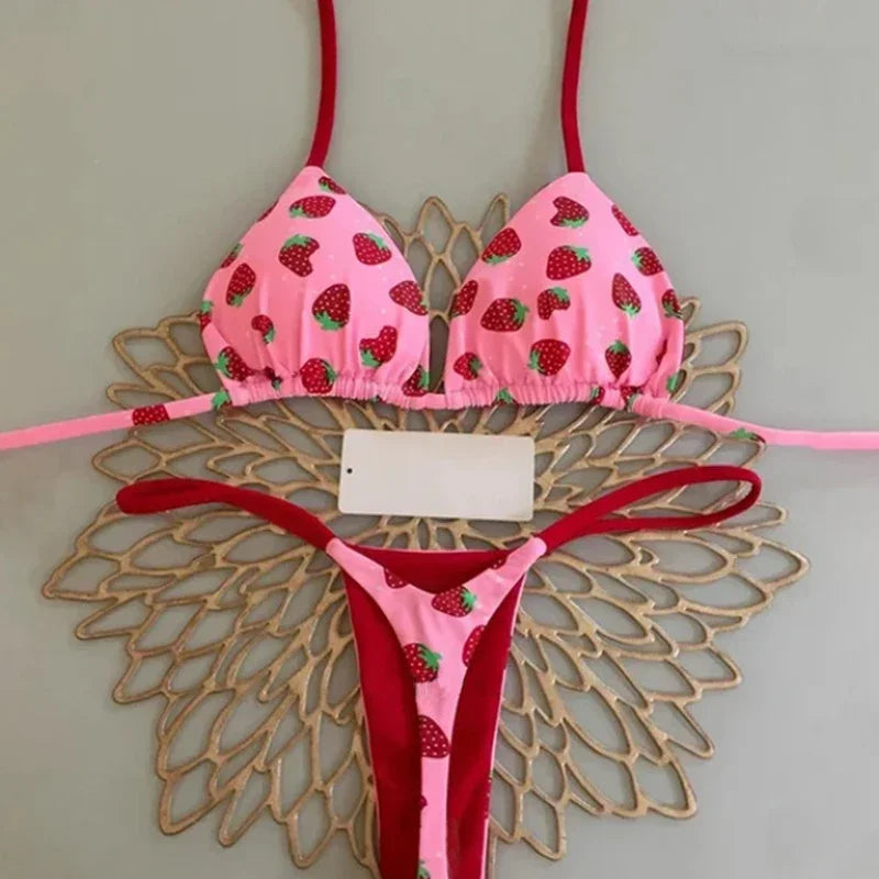 2 Piece Swimwear Leopard Printed Micro Bikini Set Striped Beachwear Summer Swimsuit Two-pieces Thong Bathing Suit