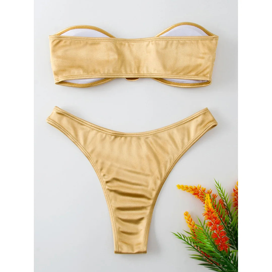 2 Piece Bandeau Strapless Bikini Swimsuit Swimwear Two-piece Bikini set Padded Bather Bathing Suit The Clothing Company Sydney