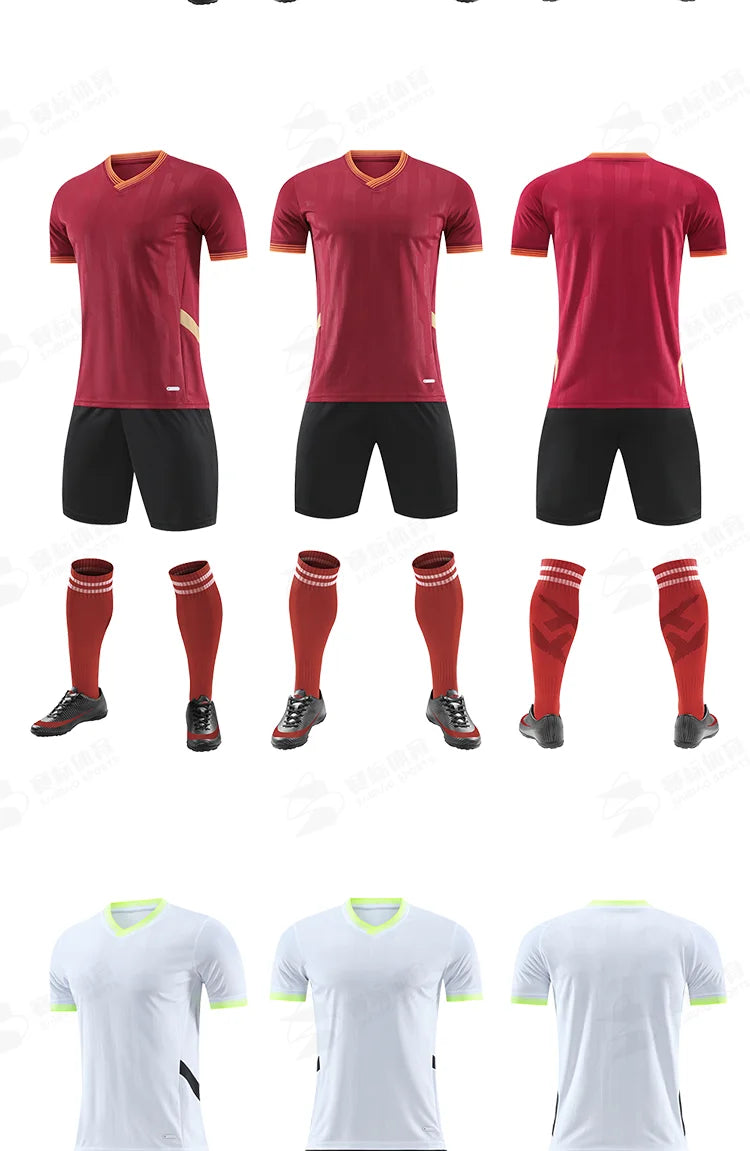 Adult kids custom football jersey and soccer uniform by The Clothing Company Sydney, quick-drying sportswear for team training.