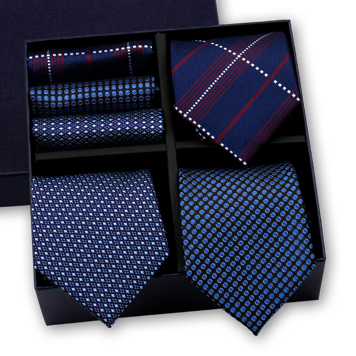 Luxury men's tie set with paisley and striped necktie and handkerchief in a gift box, by The Clothing Company Sydney.