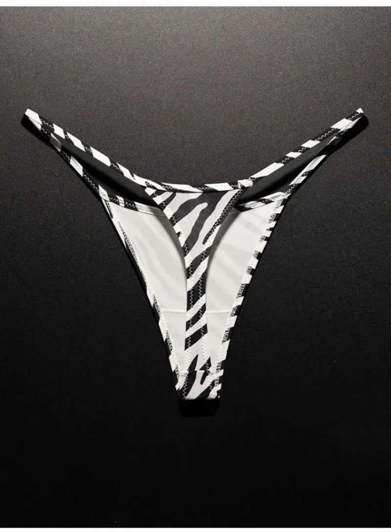 Seamless low waist leopard print G-string thong underwear for women, made of ice silk fabric, from The Clothing Company Sydney.
