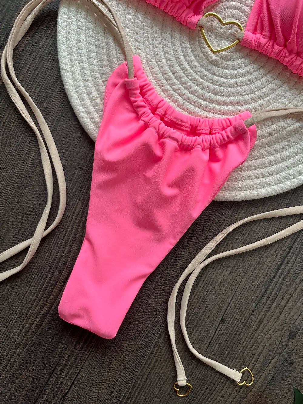 Solid color halter bikini set for women, two-piece swimsuit with triangle top and thong bottom, by The Clothing Company Sydney.