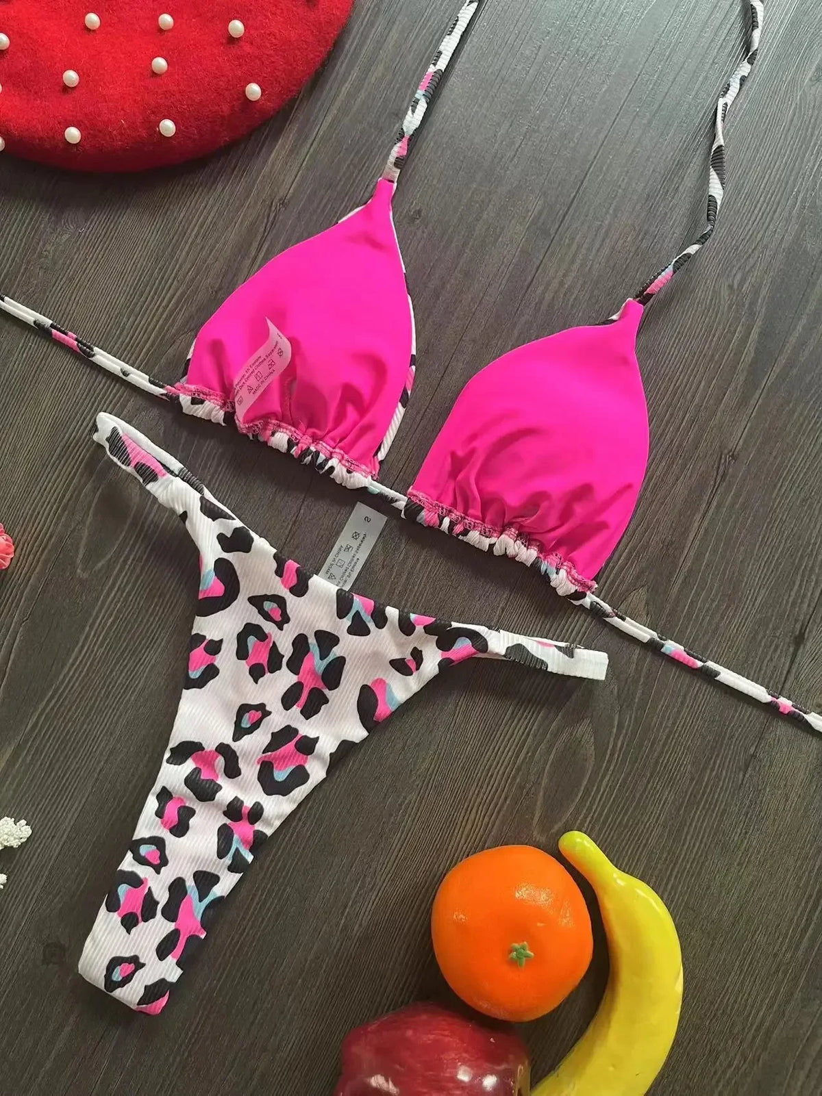2 Piece Swimwear Leopard Printed Micro Bikini Set Striped Beachwear Summer Swimsuit Two-pieces Thong Bathing Suit