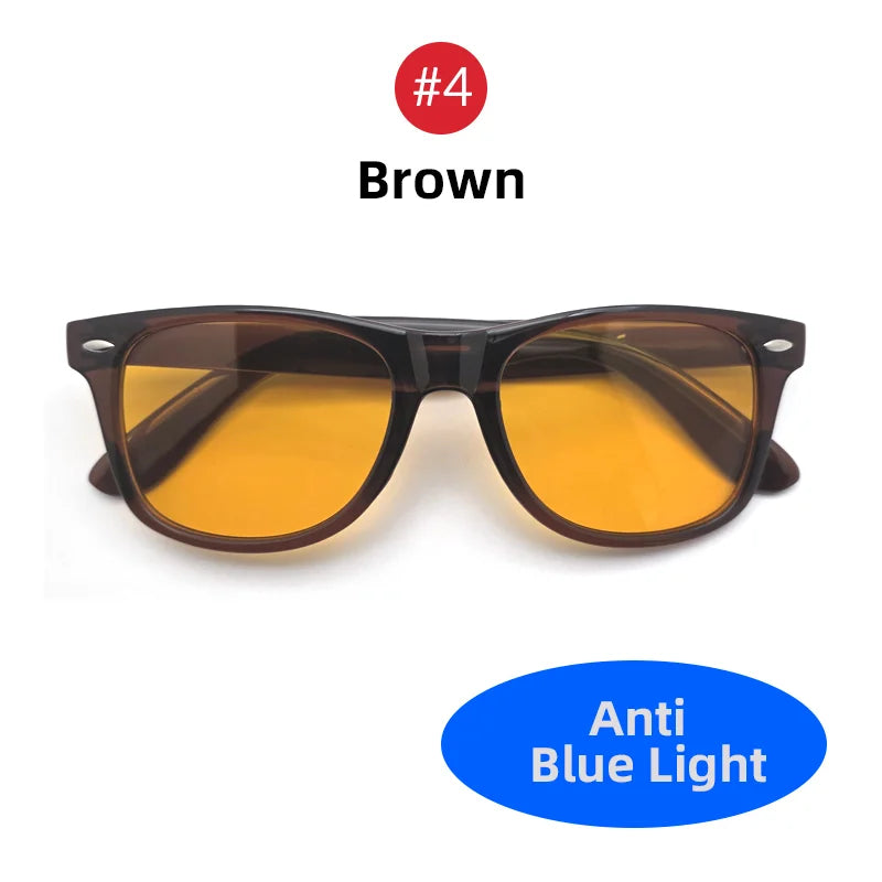 Square blue light blocking glasses for men and women with orange frames, designed for computer and gaming eye protection.