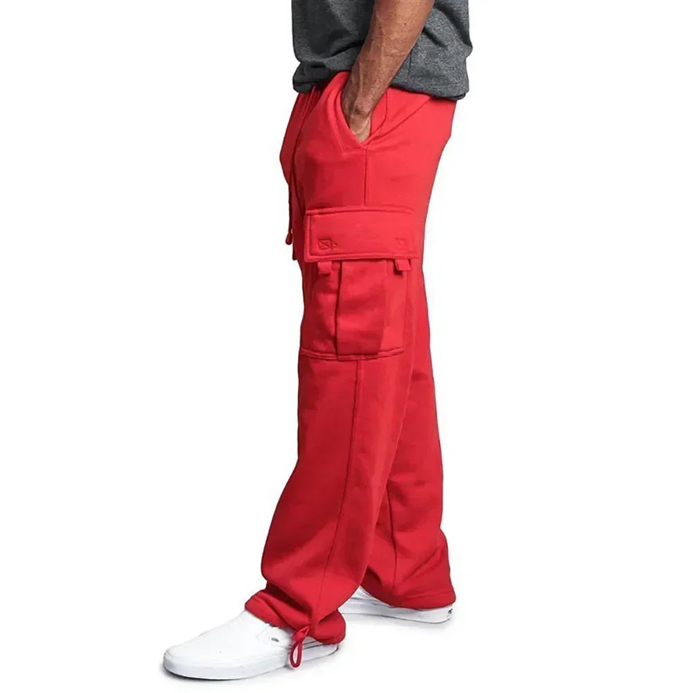 Men's cargo jogger fleece sweatpants from The Clothing Company Sydney, featuring loose fit, multiple pockets, and streetwear style.
