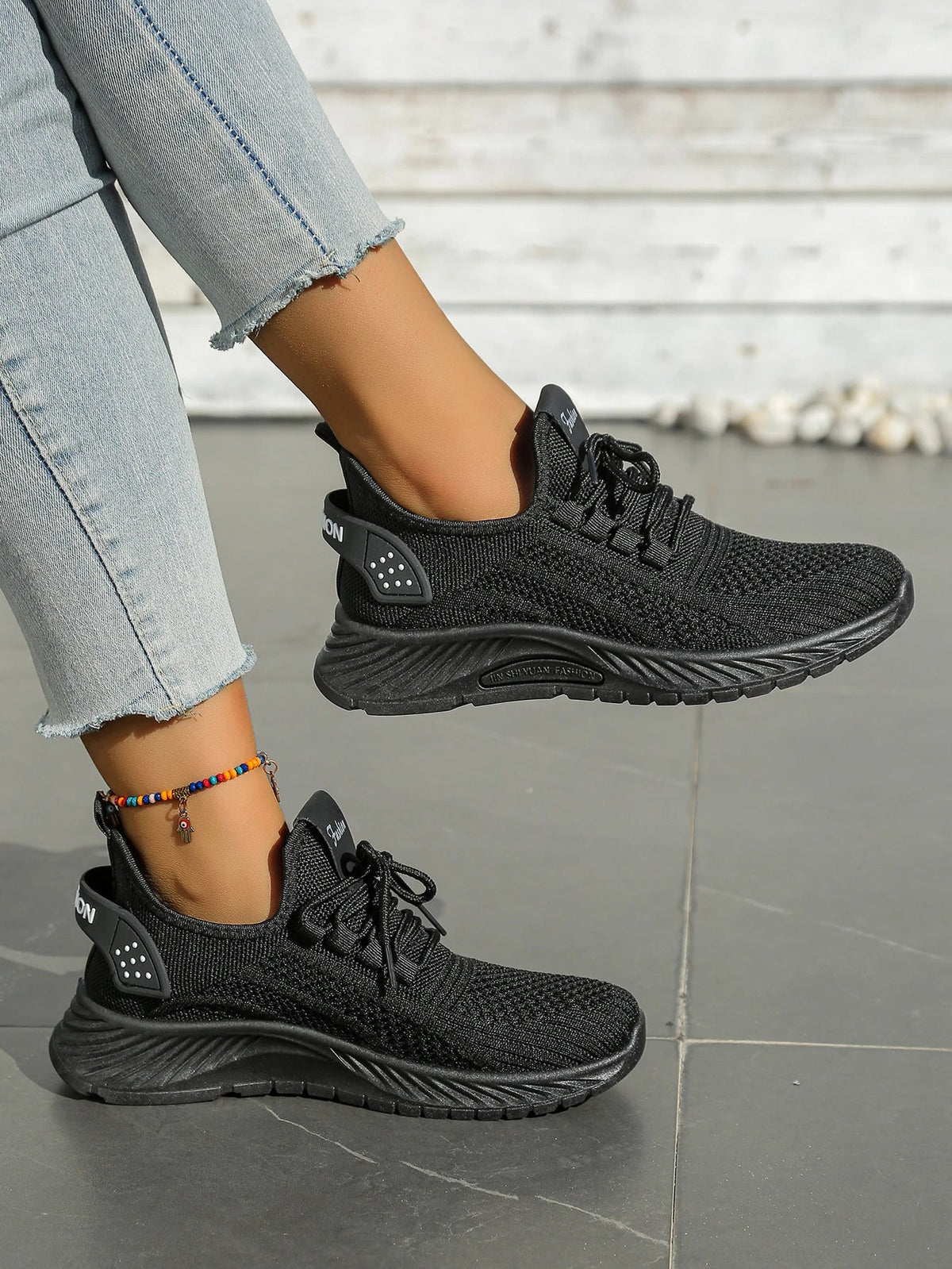 Women's fall casual sneakers by The Clothing Company Sydney featuring Fly Weave design and lace-up closure.