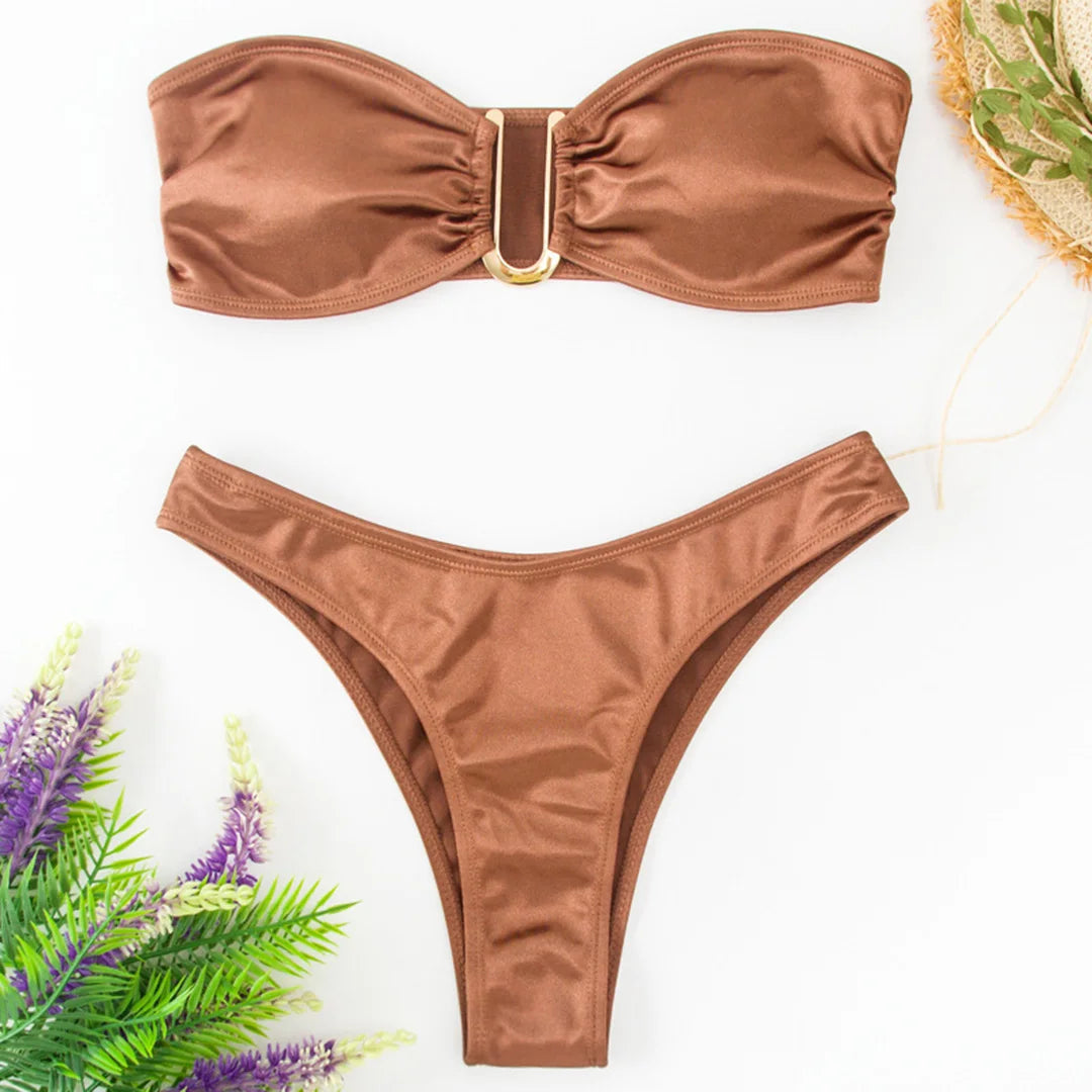 2 Piece Bandeau Strapless Bikini Swimsuit Swimwear Two-piece Bikini set Padded Bather Bathing Suit The Clothing Company Sydney
