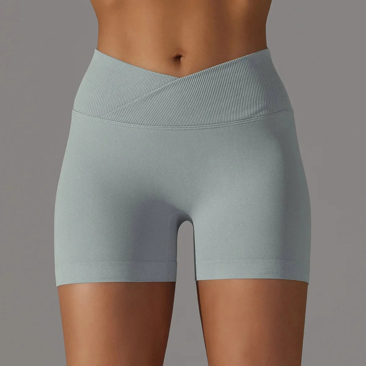 Women’s high waist fitness yoga leggings by The Clothing Company Sydney, seamless workout shorts with scrunch butt and push-up design.