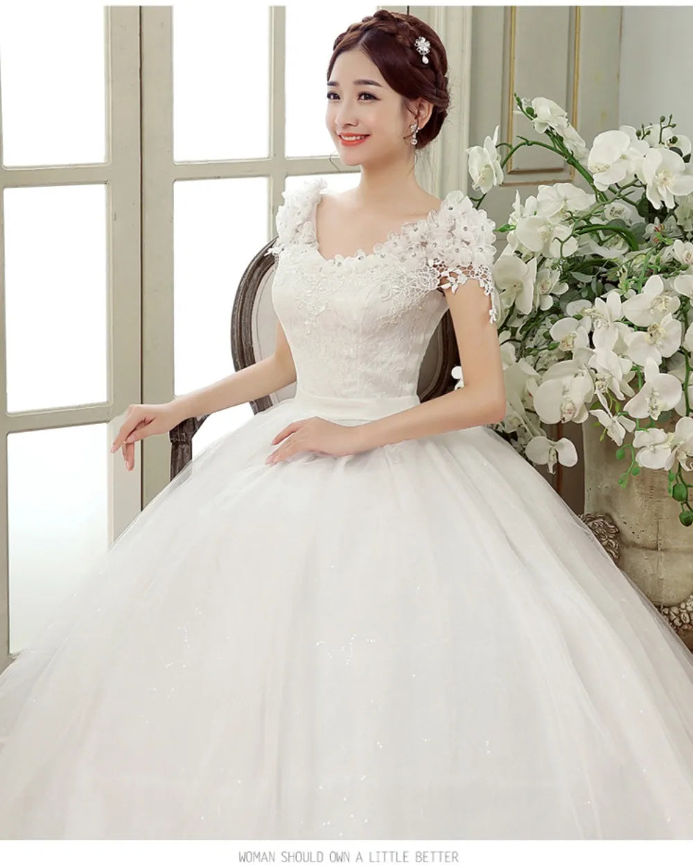 Plus Size Wedding Dress Floor-length Back Strap Lace Flower Wedding Dress The Clothing Company Sydney