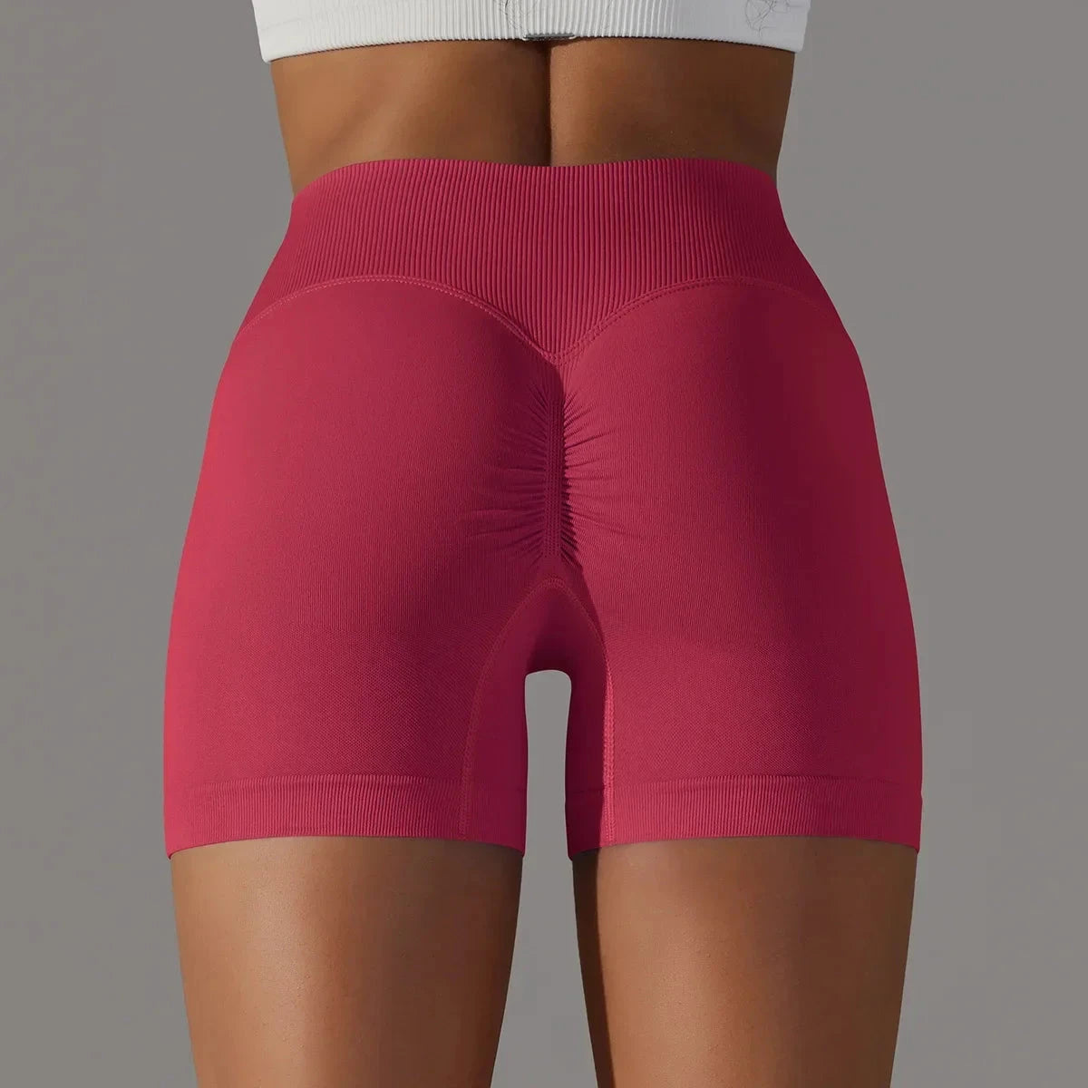 Women’s high waist workout yoga leggings by The Clothing Company Sydney, seamless gym shorts with scrunch butt and push-up design.