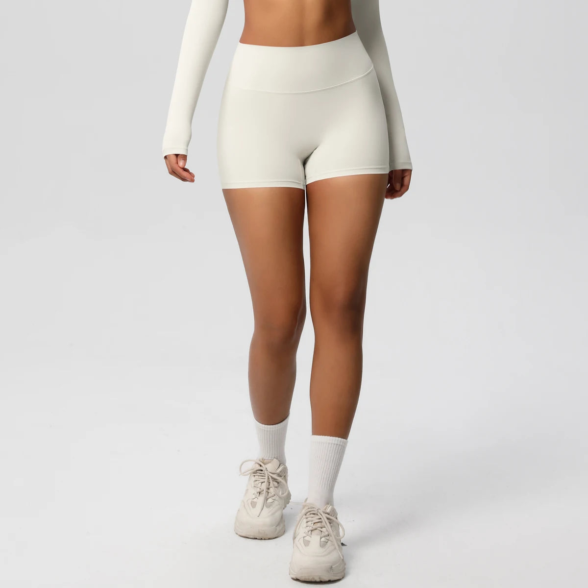 Women’s high waist yoga shorts by The Clothing Company Sydney, fitness leggings designed for yoga and active biking.